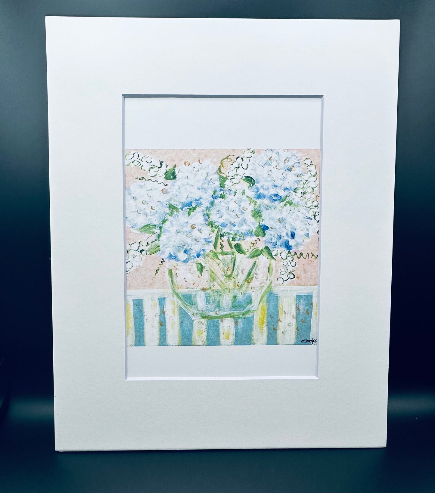 Blue hydrangea vase print