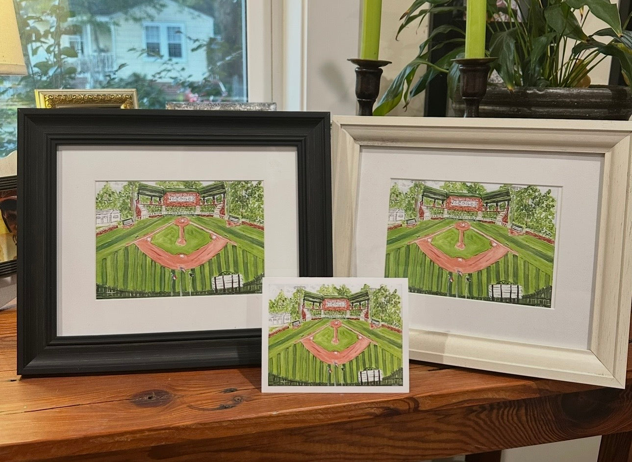 Elm Street Park matted print in white frame