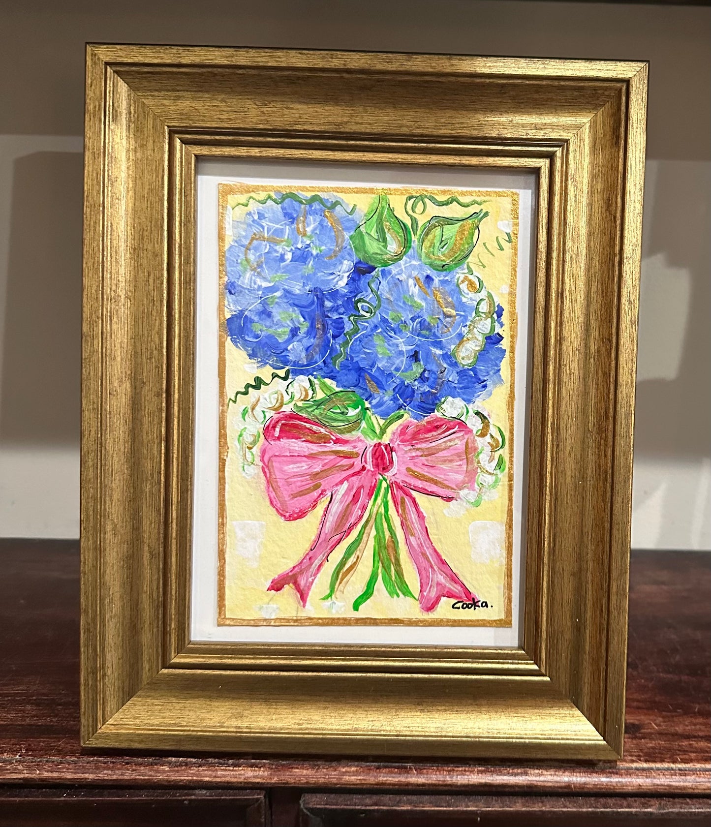 Blue hydrangea Original Framed Mini