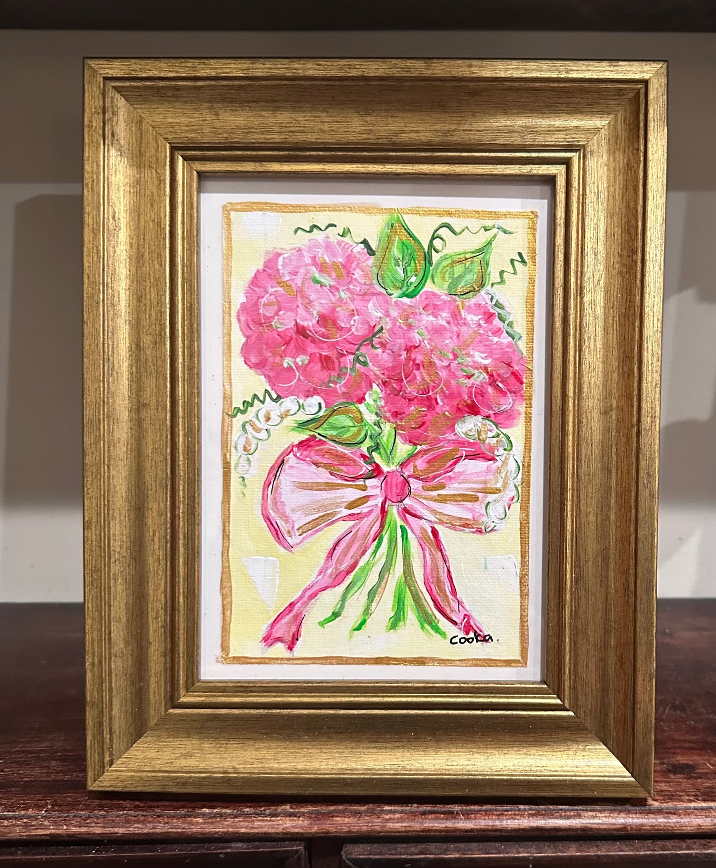 Pink hydrangea Original Framed Mini
