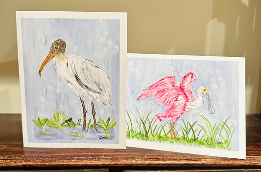 Wood Stork and Roseate Spoonbill Notecards