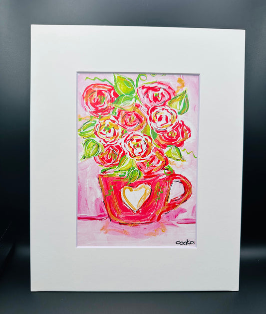 Heart mug with flowers Print