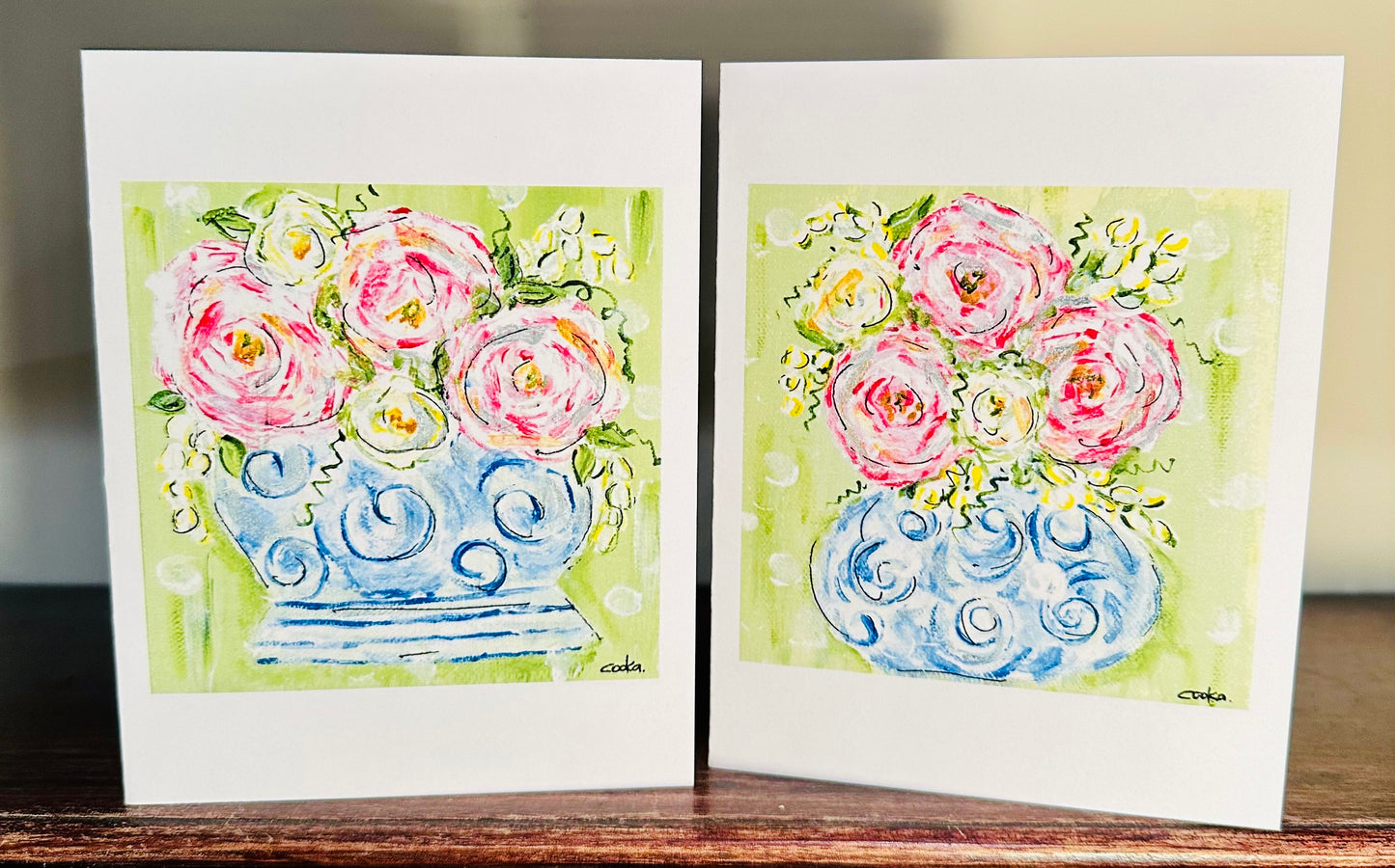 Roses are Pink and White Notecards