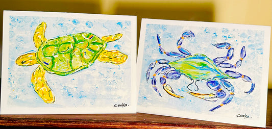 Crab and Turtle Notecards