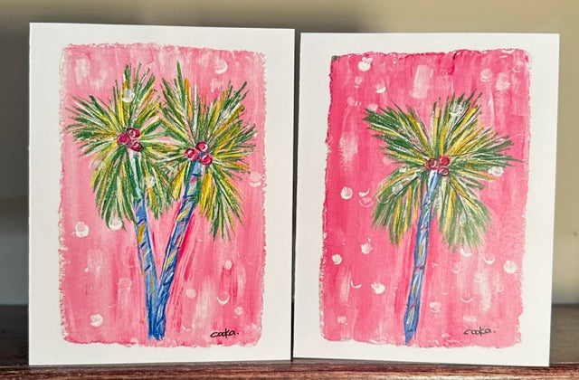 Palm Trees with Pink Notecards