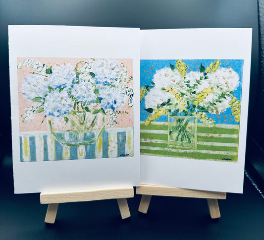 White and Blue Floral Notecards