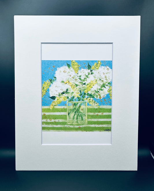 White hydrangeas in vase