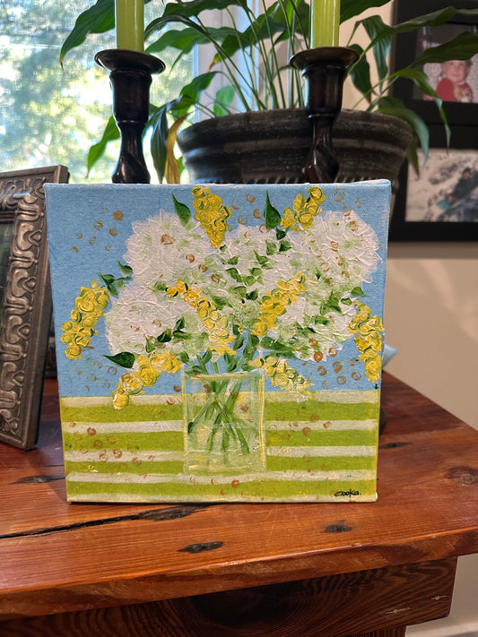 White hydrangeas in vase original