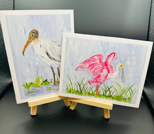 Woodstork and Roseta Spoonbill Notecards